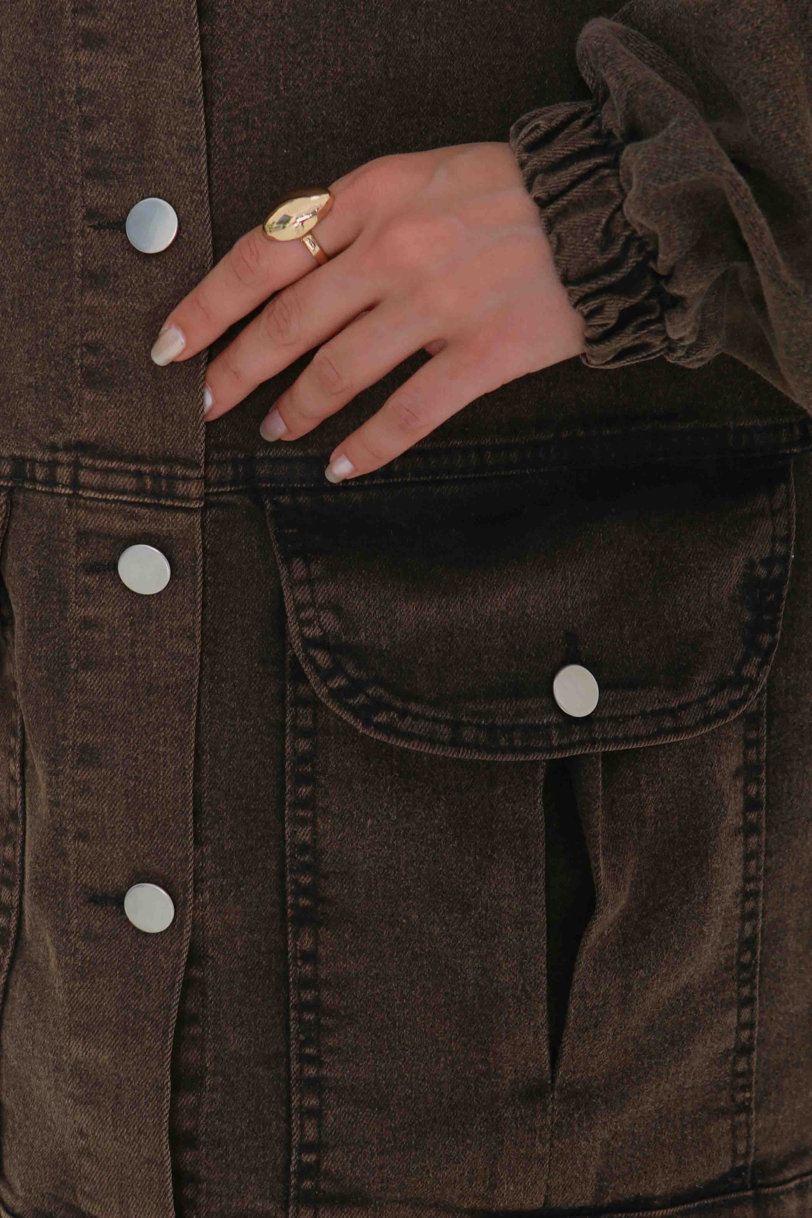 Kadın Oversize Körüklü Cep Kot Ceket - 26578 - 7