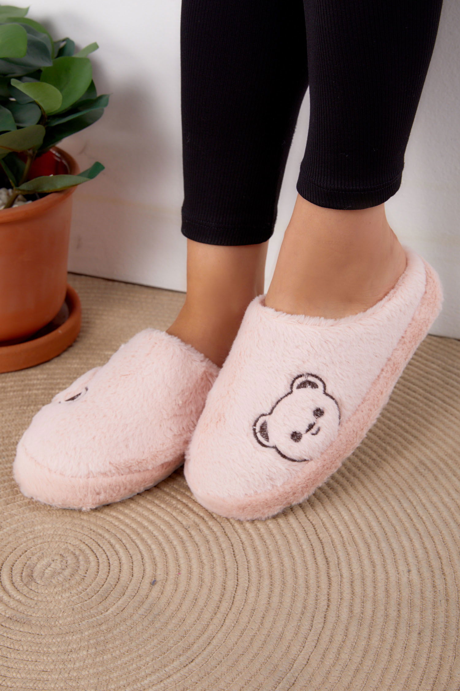 Kadın Pembe Peluş Ayıcıklı Ev Terliği - 26296 - 3