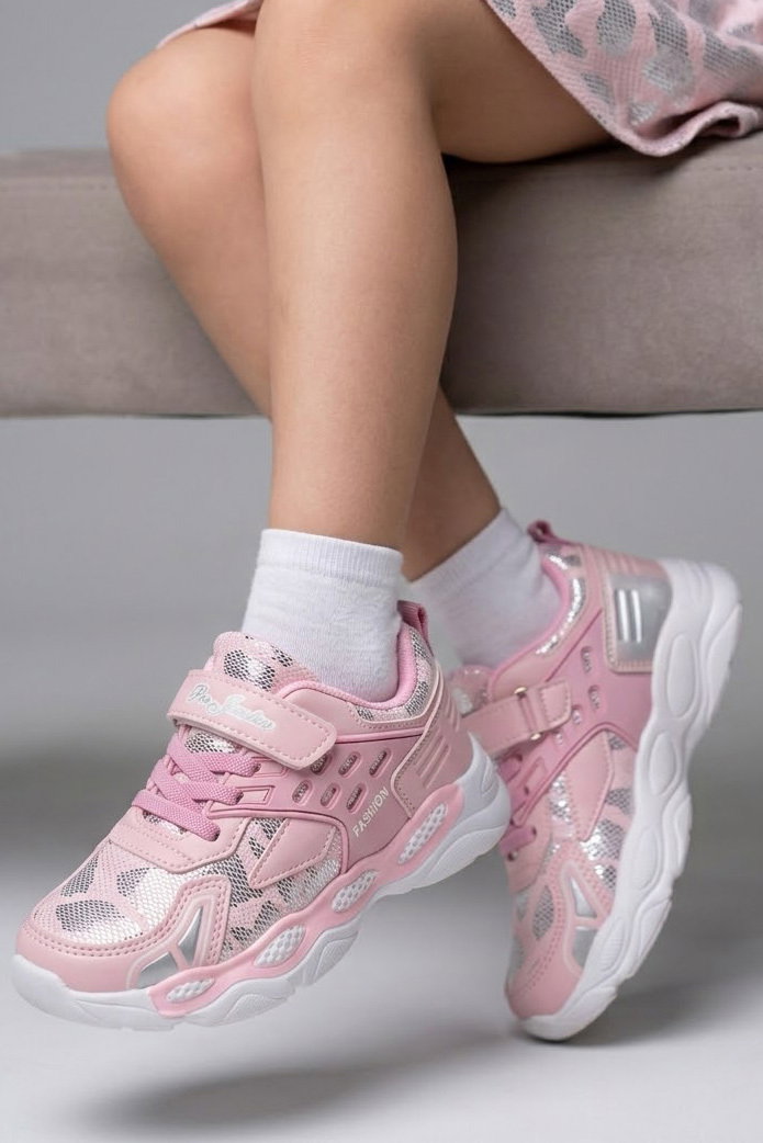Kadın Pembe Cırtlı Erkek Çocuk Spor Ayakkabı - 28588-PEMBE - 1