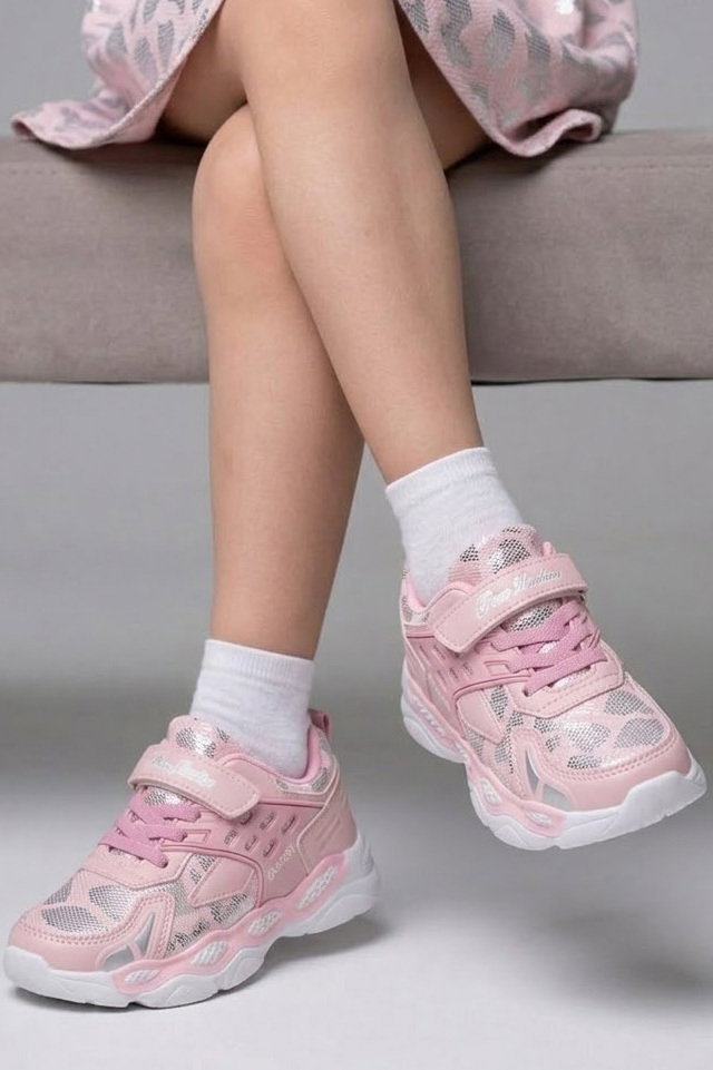 Kadın Pembe Cırtlı Erkek Çocuk Spor Ayakkabı - 28588-PEMBE - 3