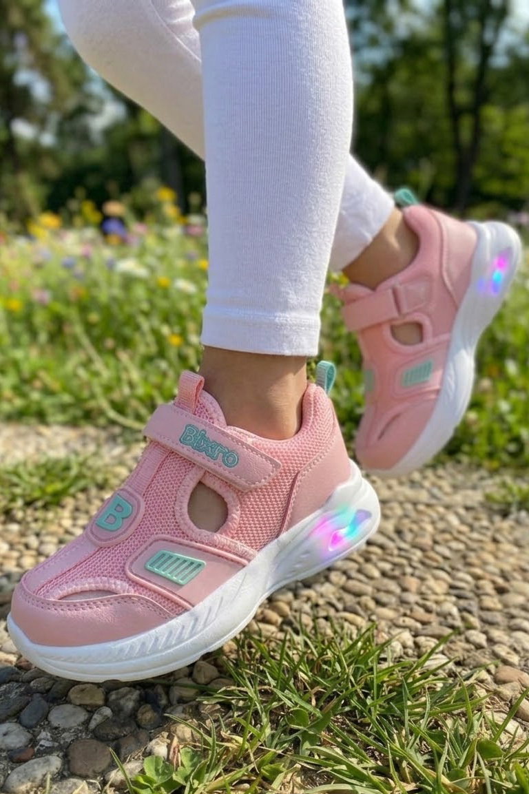 Kadın Pembe Erkek Çocuk Cırtlı Fileli Sandalet - 28582-PEMBE - 1