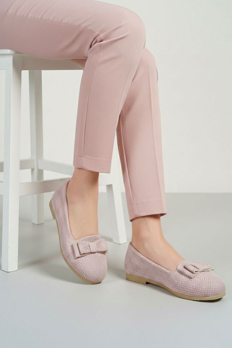 Kadın Pembe Fiyonk Detaylı Hasır Babet - 28194-PEMBE - 1