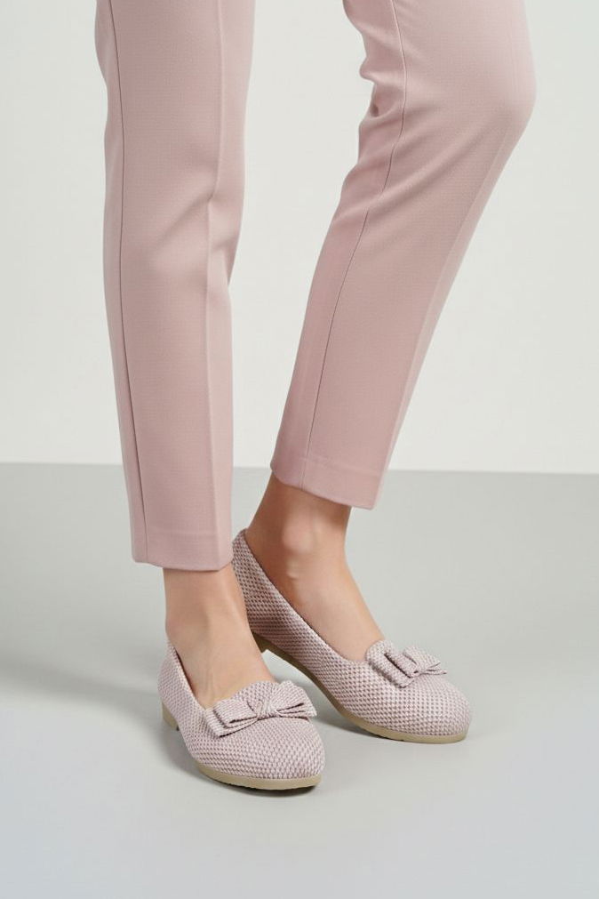 Kadın Pembe Fiyonk Detaylı Hasır Babet - 28194-PEMBE - 2