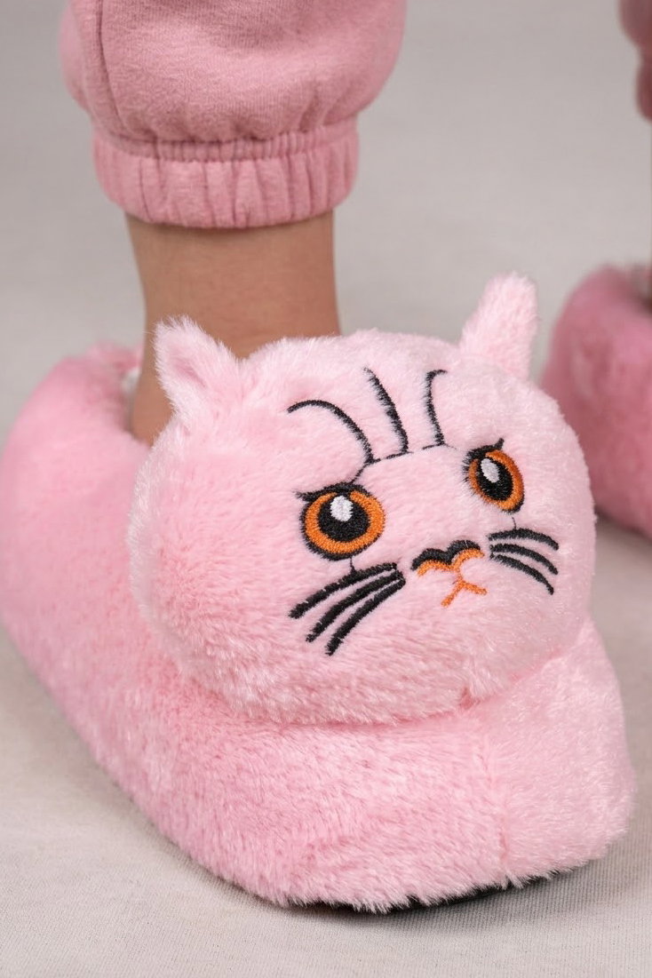 Kadın Pembe Hayvan Figürlü Panduf - 29206-PEMBE - 2