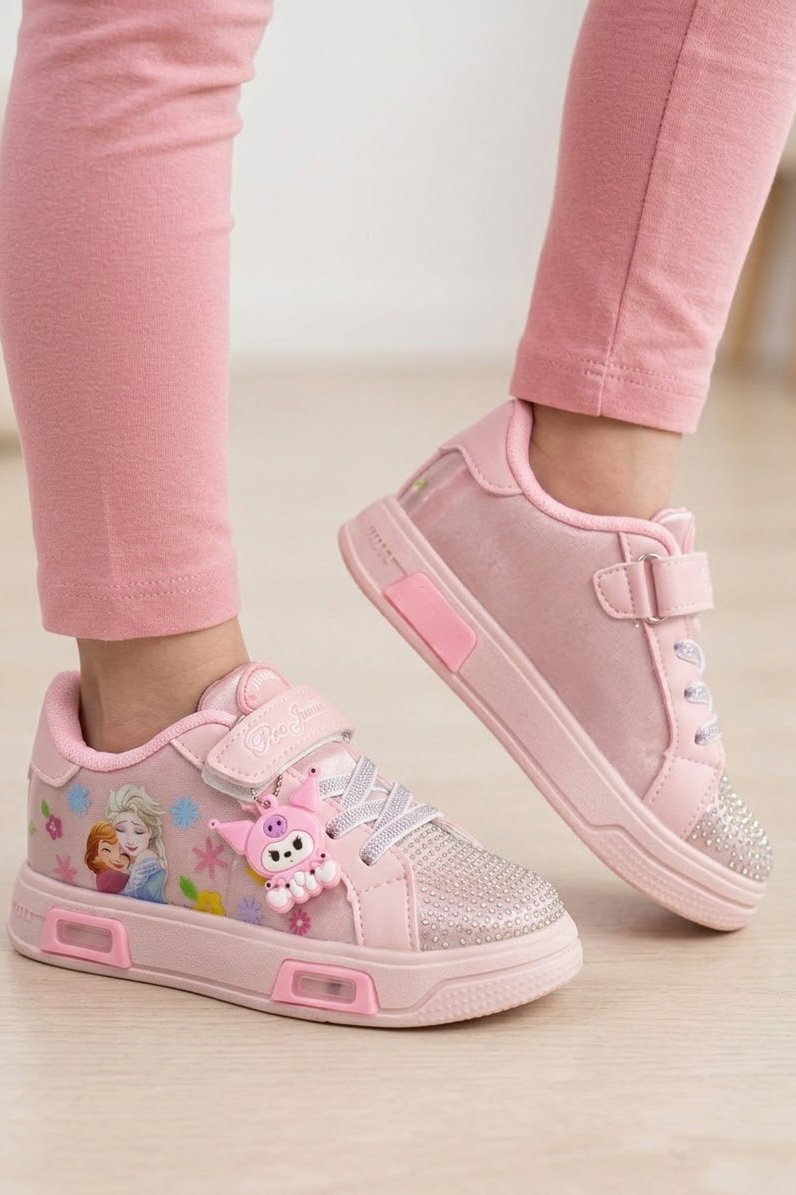 Kadın Pembe Taşlı Baskılı Pro Kız Çocuk Spor Ayakkabı - 28583-PEMBE - 2