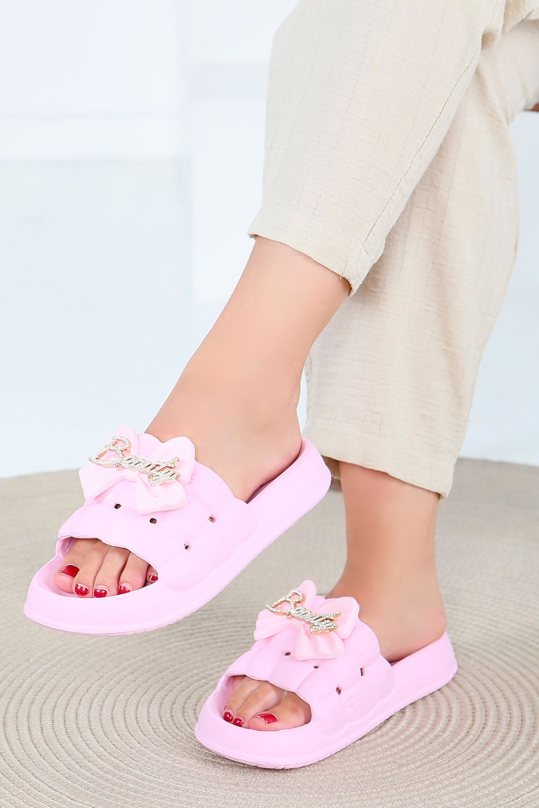 Kadın Pembe Tokalı Terlik - 27564 - TOFİSA