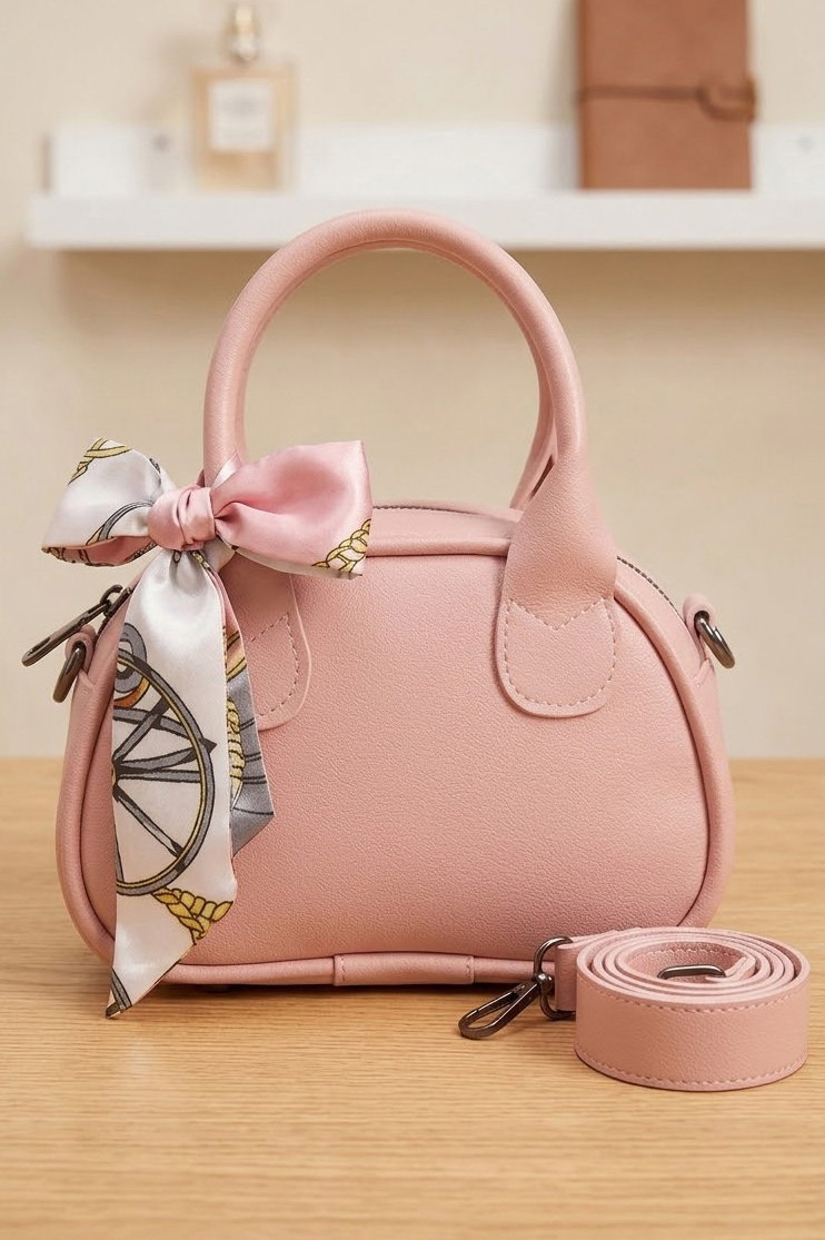 Kadın Pudra Flarlı Mini El Çantası - 28552-PUDRA - 1