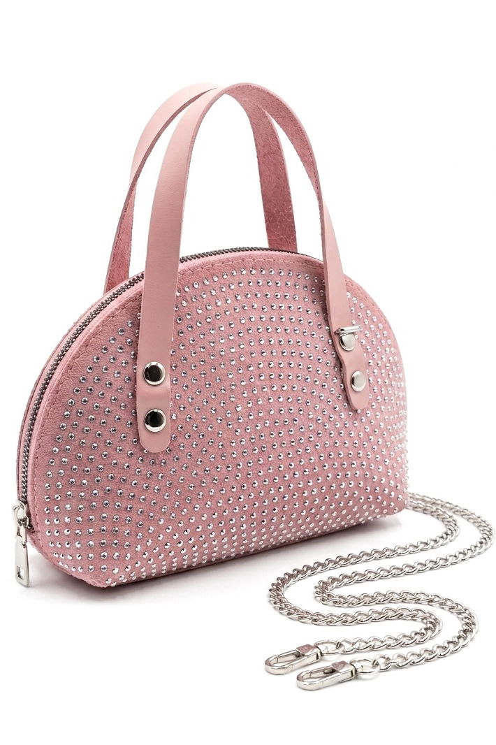 Kadın Pudra Pullu Mini El Çantası - 28362-PUDRA - 2