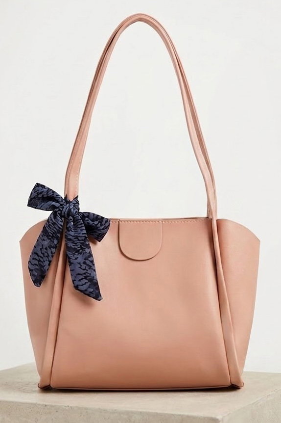 Kadın Pudra Suni Deri Flarlı Kol Çanta - 28185-PUDRA - 1