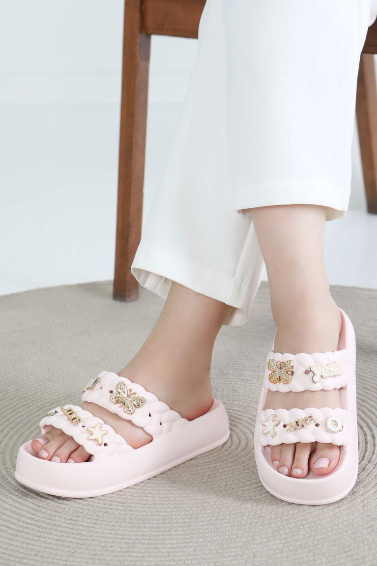 Kadın Pudra Tokalı Terlik - 27417 - TOFİSA