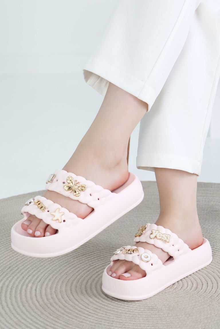 Kadın Pudra Tokalı Terlik - 27417 - TOFİSA