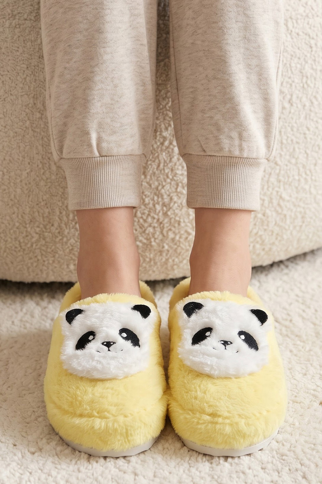 Kadın Sari Panda Nakışlı Ev Terliği - 29335-SARI - 1