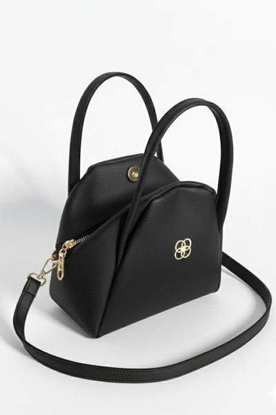 Kadın Siyah Armalı Suni Deri Çanta - 28143-SIYAH 