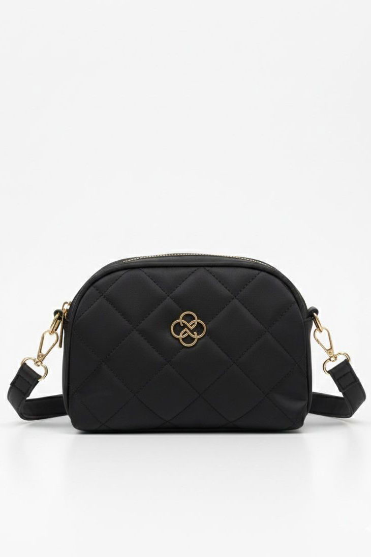 Kadın Siyah Armalı Suni Deri Omuz Çantası - 28141-SIYAH - 1