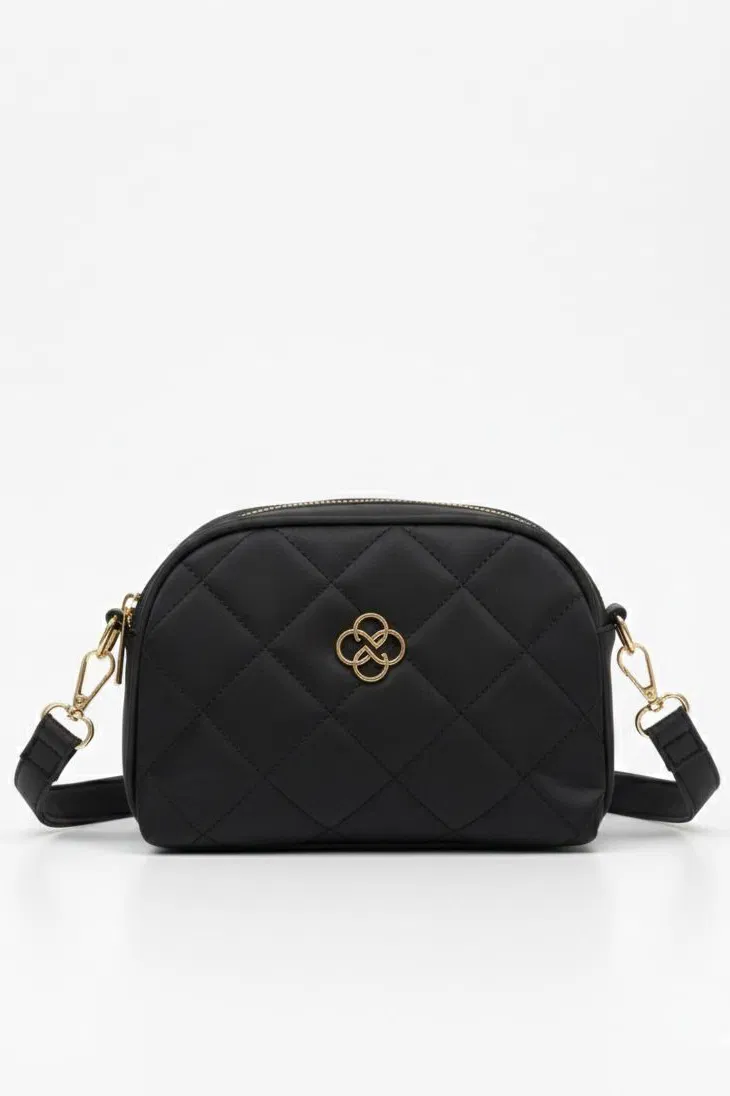 Kadın Siyah Armalı Suni Deri Omuz Çantası - 28141-SIYAH - TOFİSA