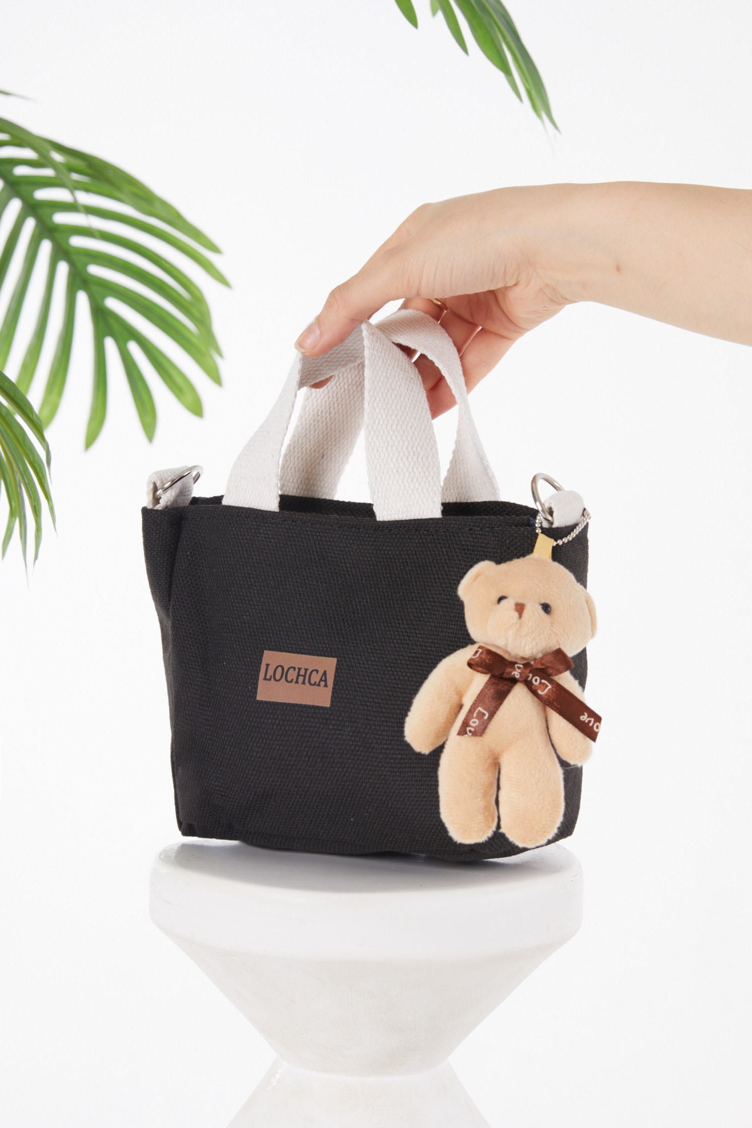 Kadın Siyah Ayıcıklı Tote Çanta - 25936 - 1
