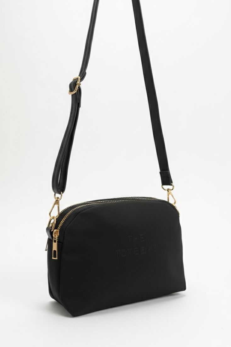 Kadın Siyah Baskılı Suni Deri Çanta - 28144-SIYAH - 2