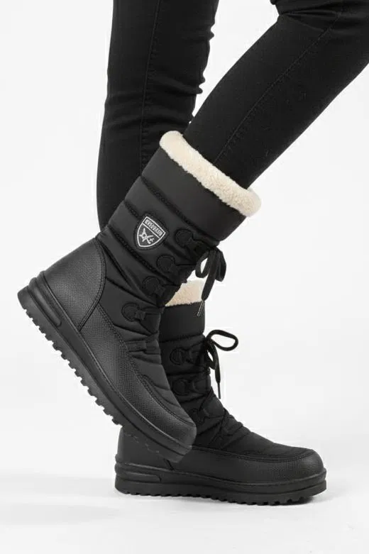 Kadın Siyah Bej İçi Peluş Suni Deri Bot - 28120-SIYAH-BEJ - TOFİSA