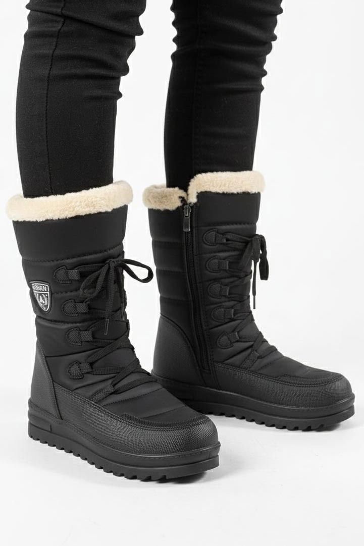 Kadın Siyah Bej İçi Peluş Suni Deri Bot - 28120-SIYAH-BEJ - 2