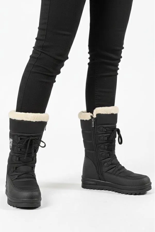 Kadın Siyah Bej İçi Peluş Suni Deri Bot - 28120-SIYAH-BEJ - 3