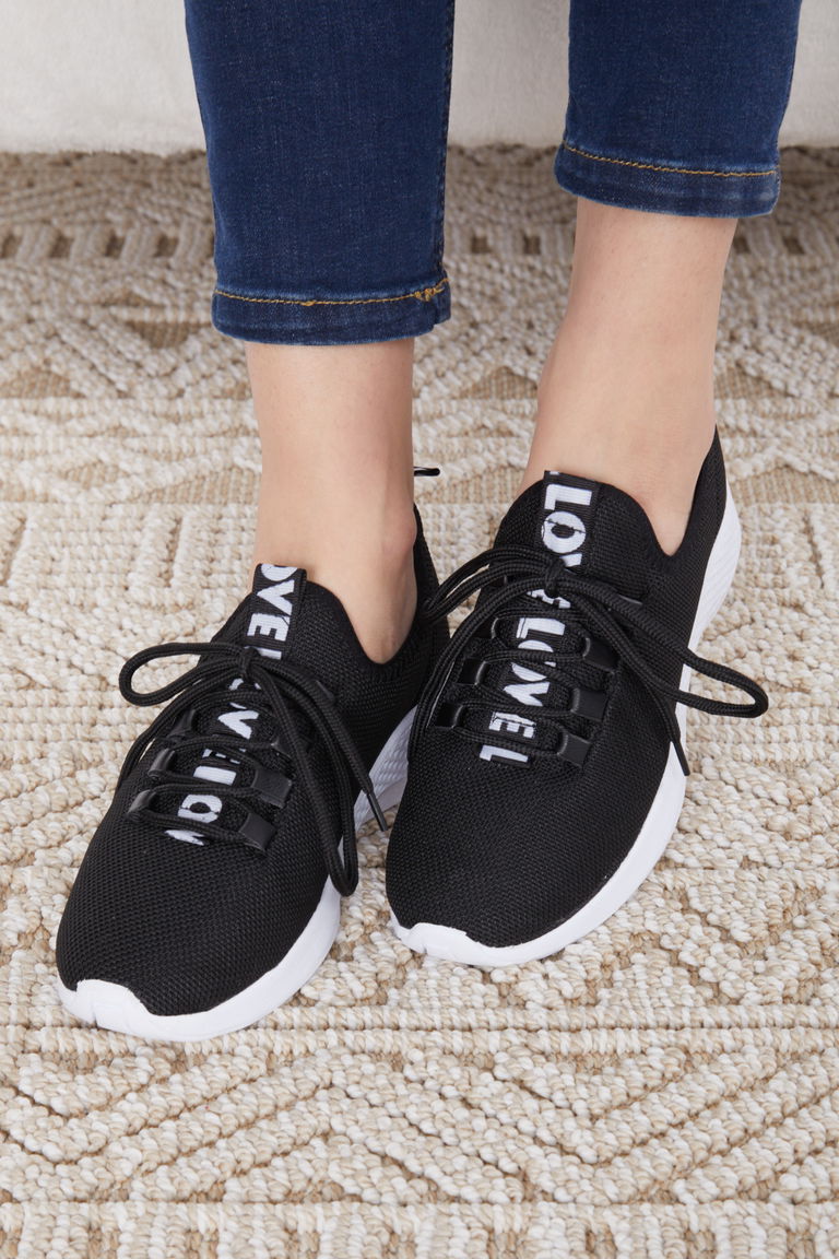 Kadın Siyah Beyaz Spor Ayakkabı - 27091 - TOFİSA