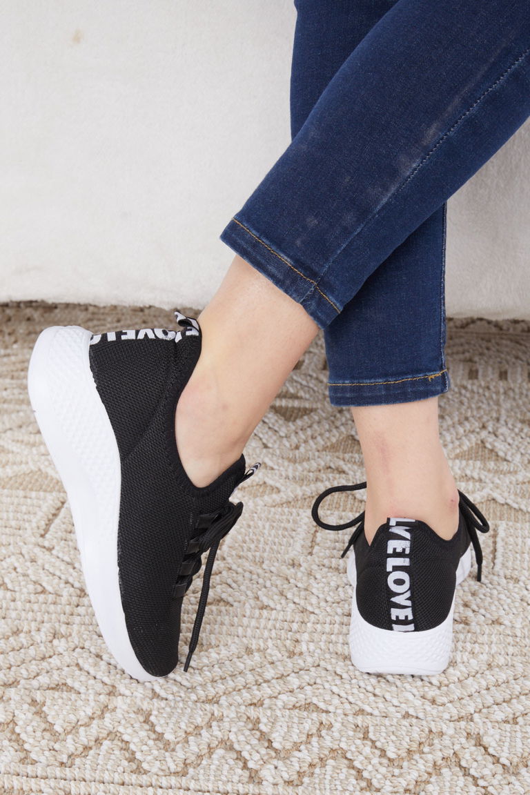 Kadın Siyah Beyaz Spor Ayakkabı - 27091 - TOFİSA