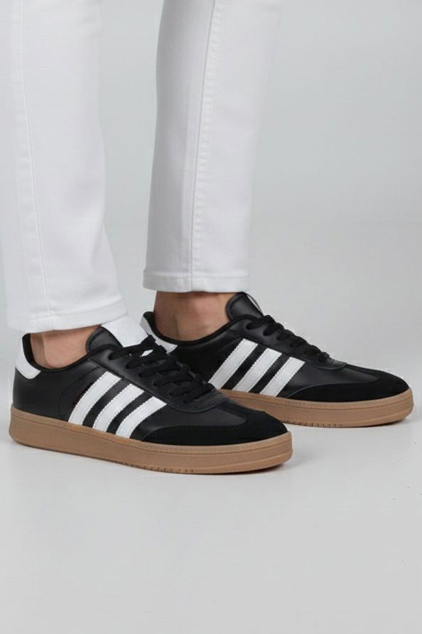 Kadın Siyah Beyaz Süet Detatlı Spor Ayakkabı - 28106-SIYAH-BEYAZ - 3