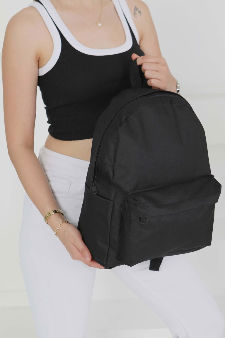 Kadın Siyah Cepli Sırt Çantası - 27488 - TOFİSA