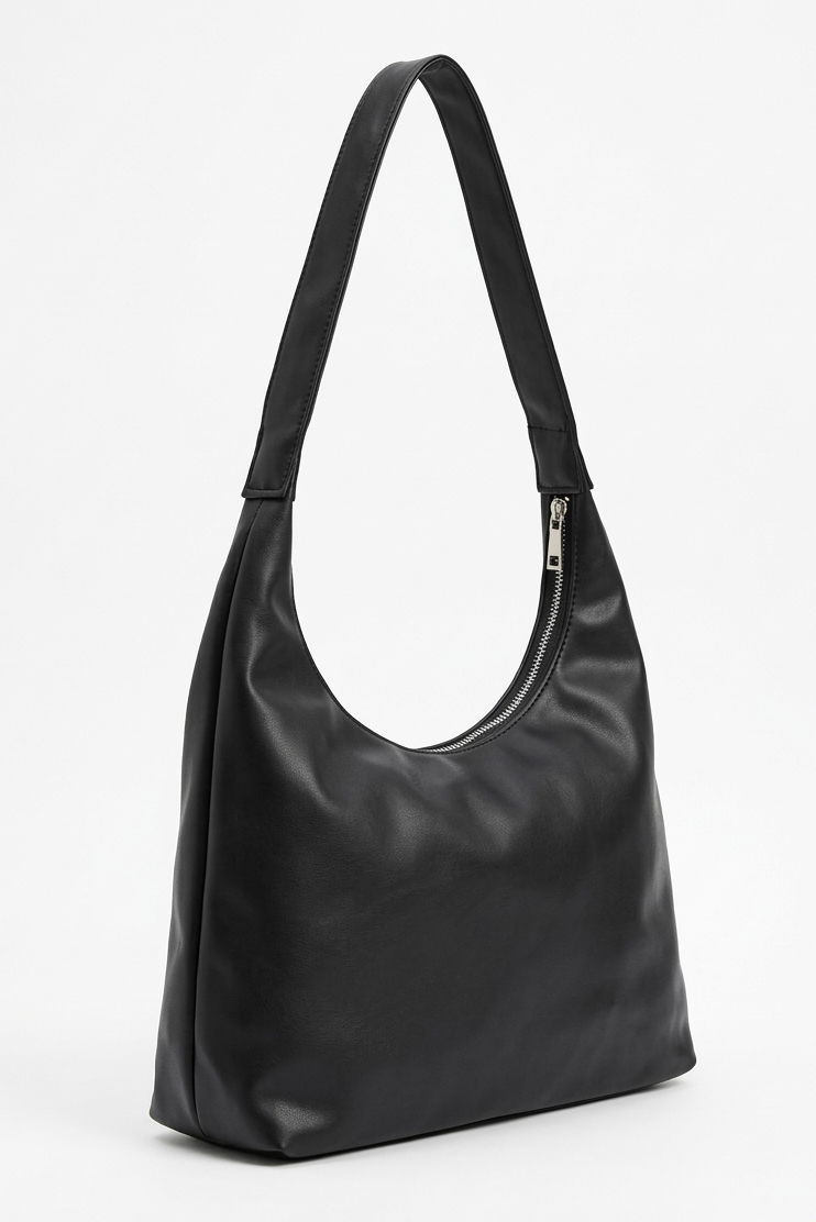 Kadın Siyah Çift Tarf Fermuarlı Kol Çantası - 28336-SIYAH - 1