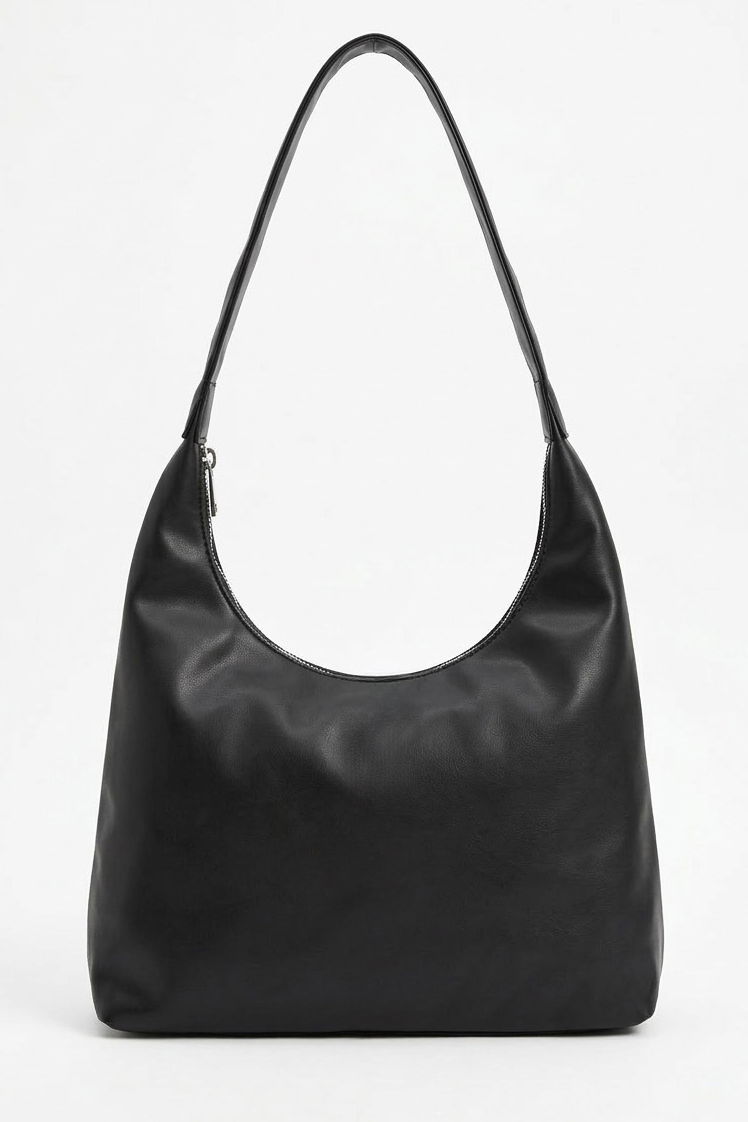 Kadın Siyah Çift Tarf Fermuarlı Kol Çantası - 28336-SIYAH - 2