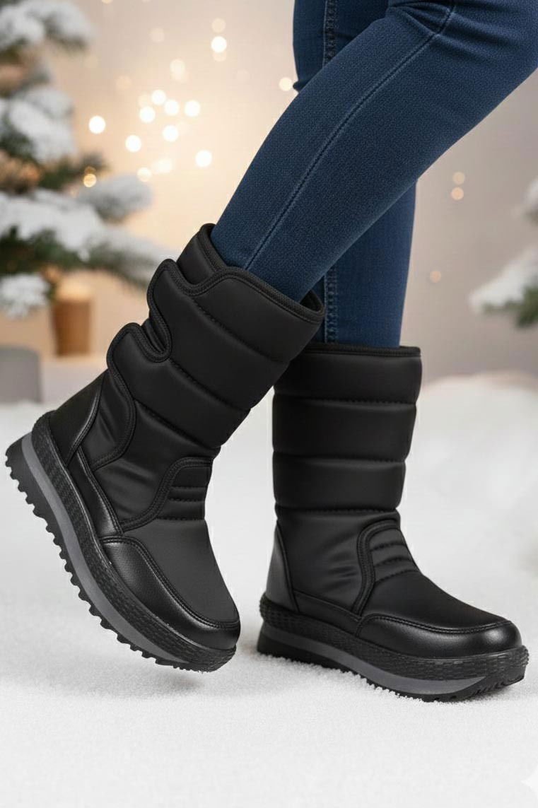 Kadın Siyah Cırt Cırt Detaylı Çizme - 28119-SIYAH - 1