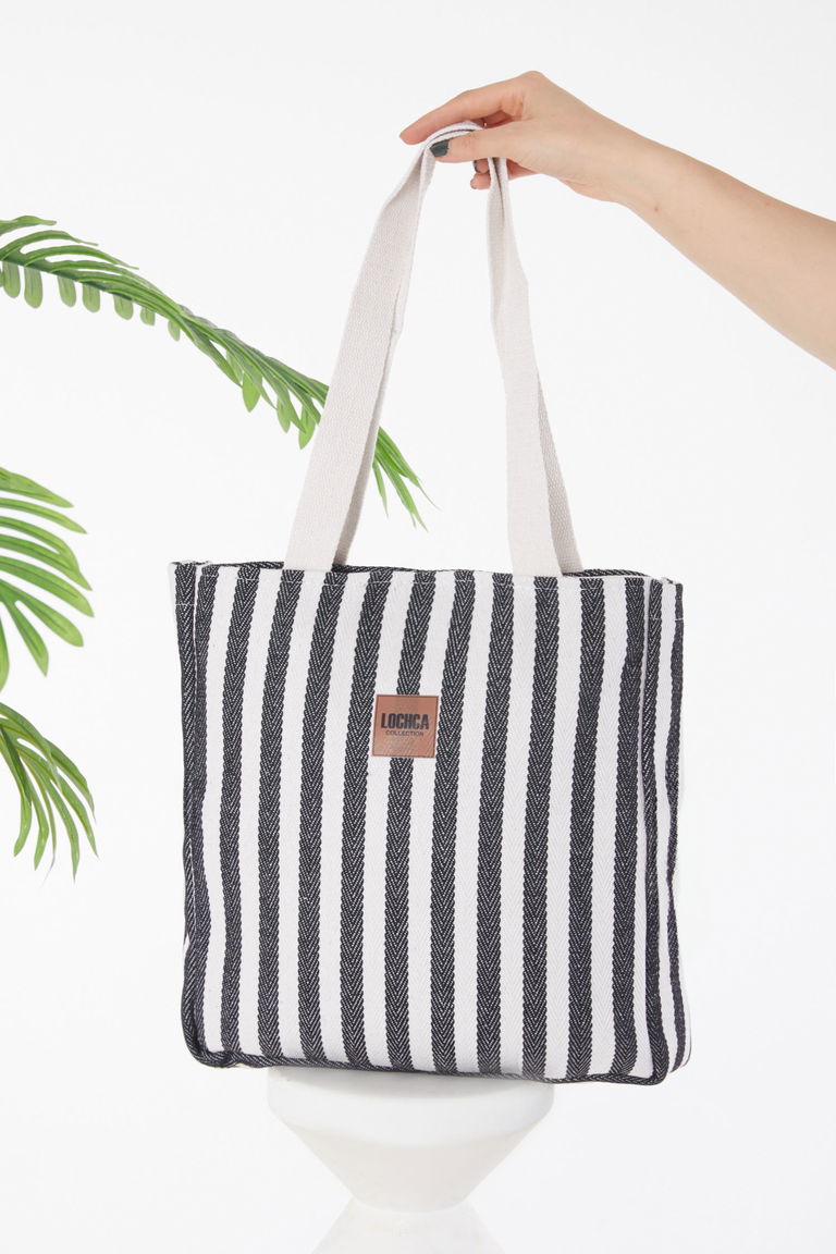 Kadın Siyah Çizgili Kol Çantası - 25787 - TOFİSA