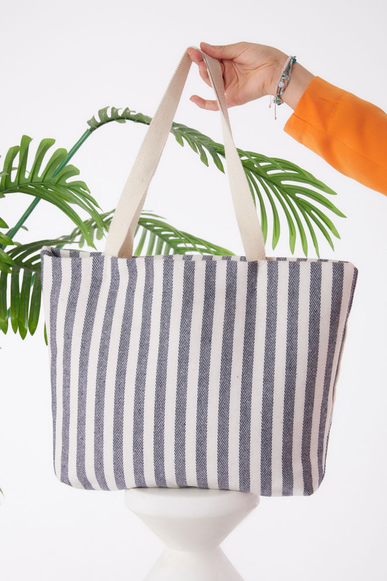 Kadın Siyah Çizgili Kol Çantası - 25787 - TOFİSA