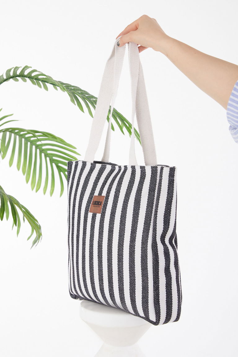 Kadın Siyah Çizgili Kol Çantası - 25787 - TOFİSA