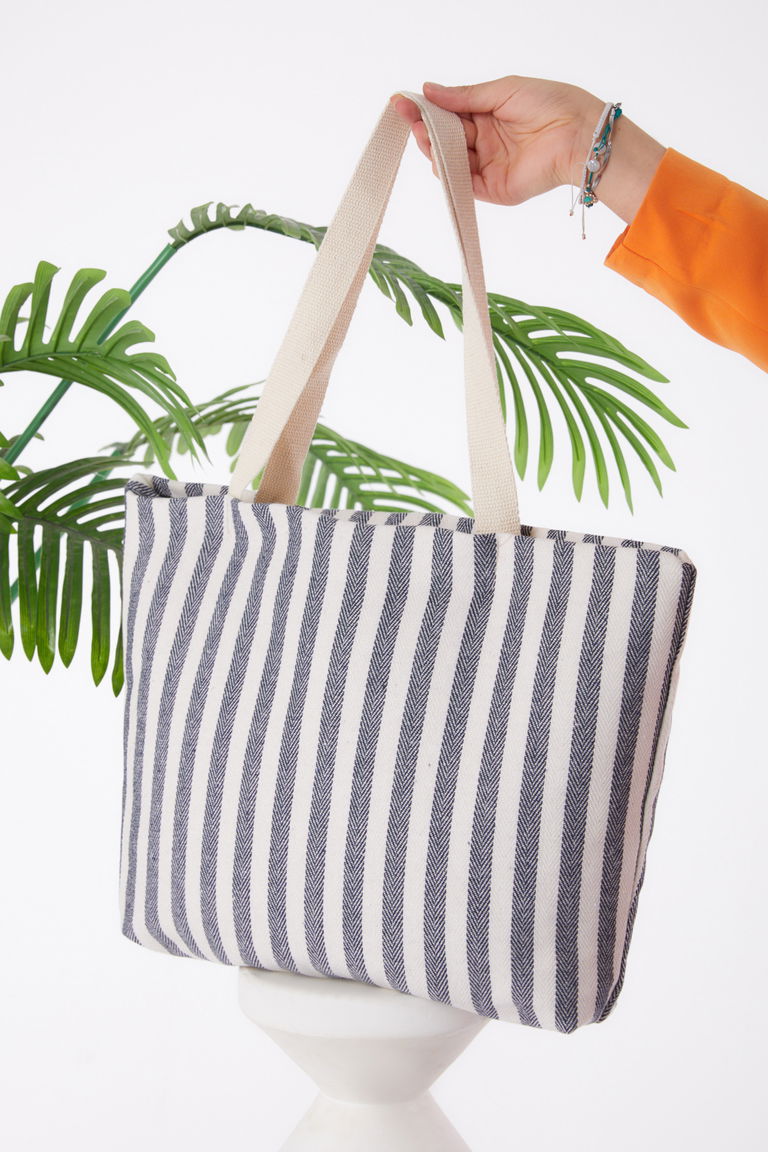 Kadın Siyah Çizgili Kol Çantası - 25787 - TOFİSA