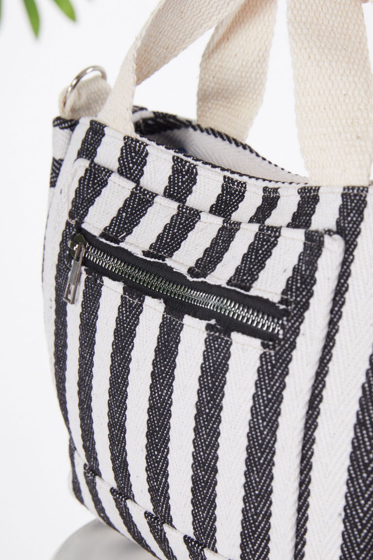 Kadın Siyah Çizili Mini Çanta - 25900 - TOFİSA