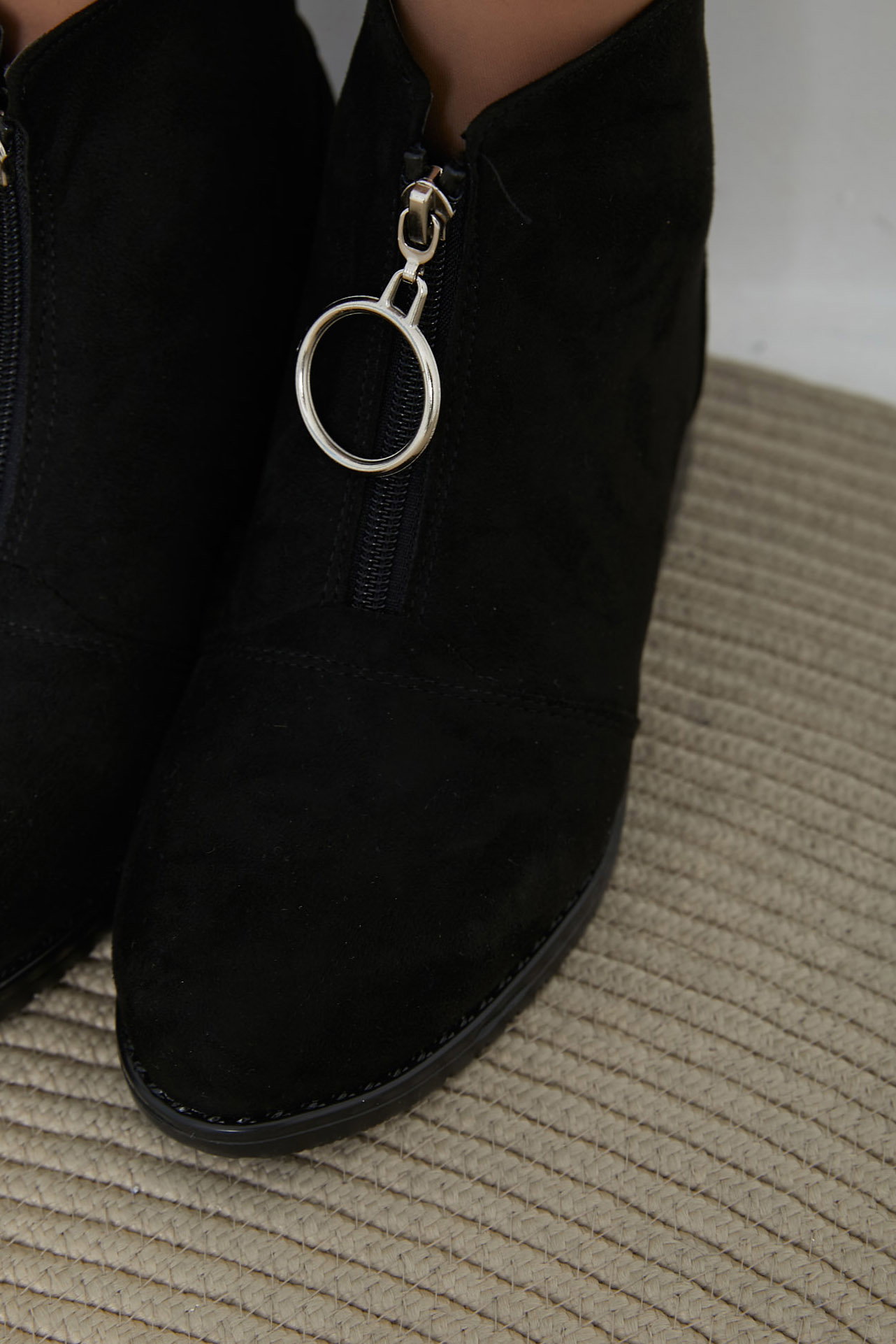 Kadın Siyah Fermuarlı Yarım Bot - 26705 - 3