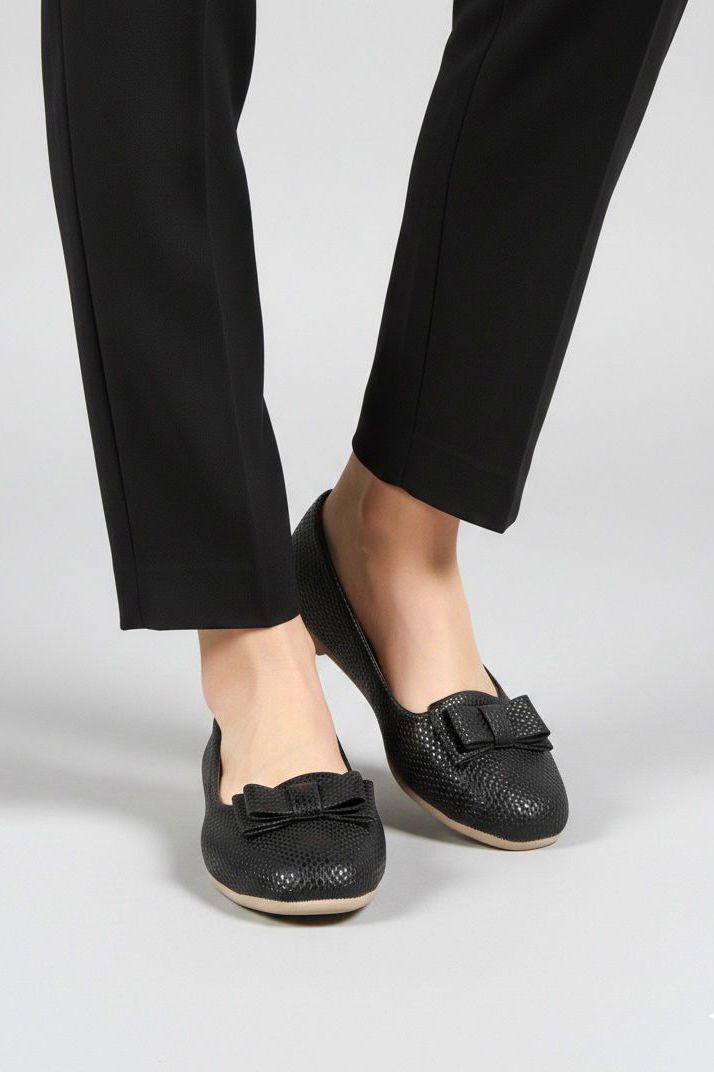 Kadın Siyah Fiyonk Detaylı Hasır Babet - 28194-SIYAH - 3