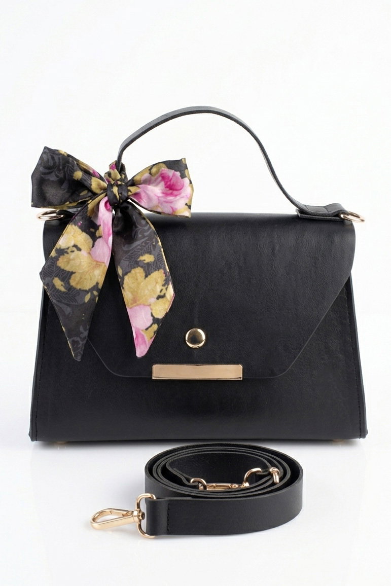 Kadın Siyah Flarlı Mini El Çantası - 28372-SIYAH - 2