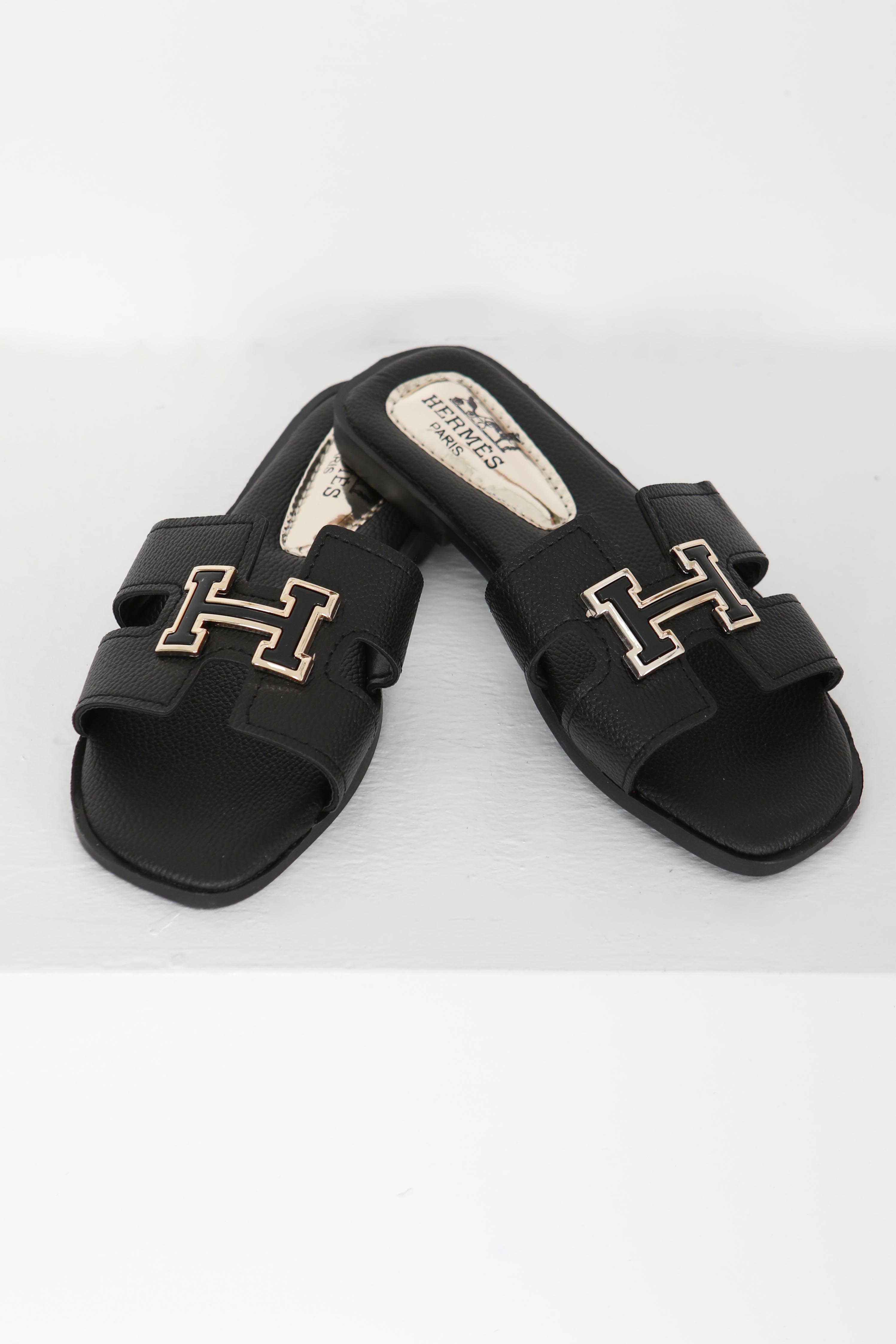 Kadın Siyah H Tokalı Terlik - 27407 - 4