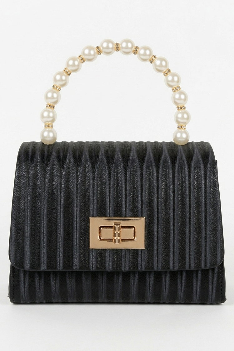 Kadın Siyah İnci Ve Zincirli Çanta - 28428-SIYAH - 1