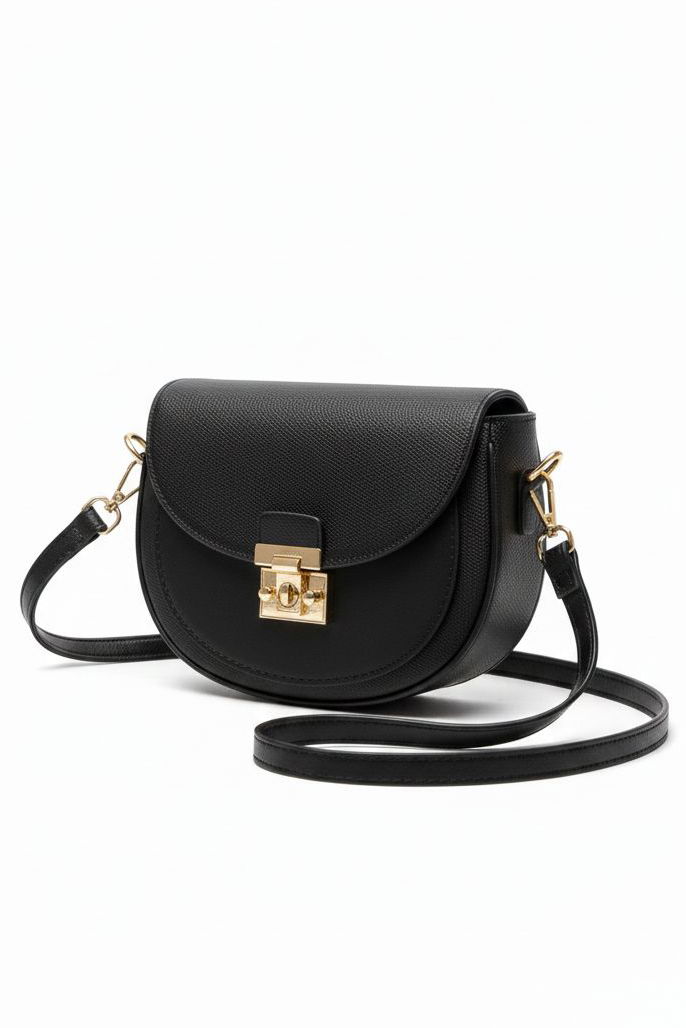 Kadın Siyah Kapaklı Suni Deri Çanta - 28139-SIYAH - 1