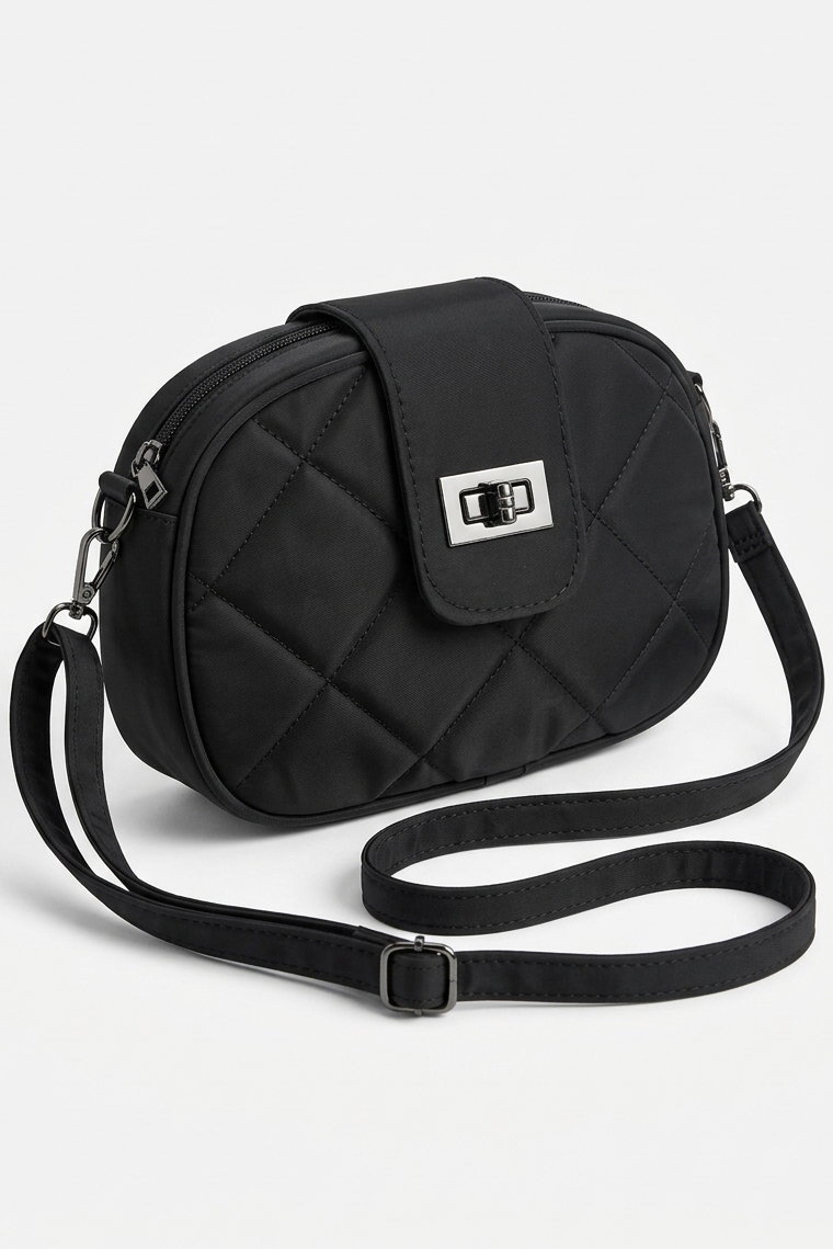 Kadın Siyah Kapaklı Suni Deri Çanta - 28370-SIYAH - 1