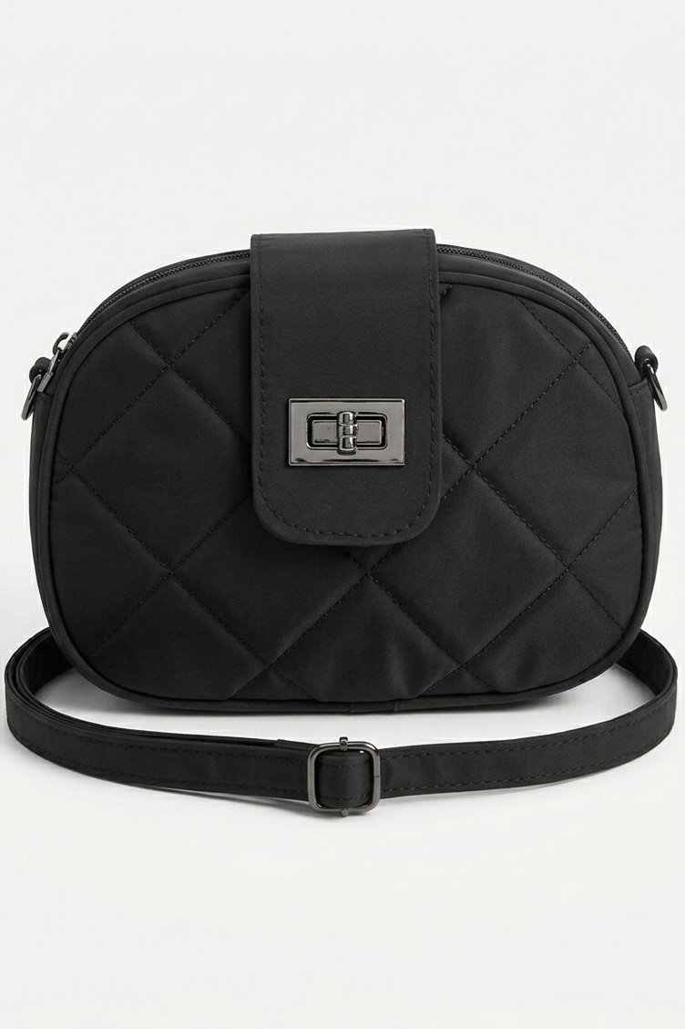 Kadın Siyah Kapaklı Suni Deri Çanta - 28370-SIYAH - 2