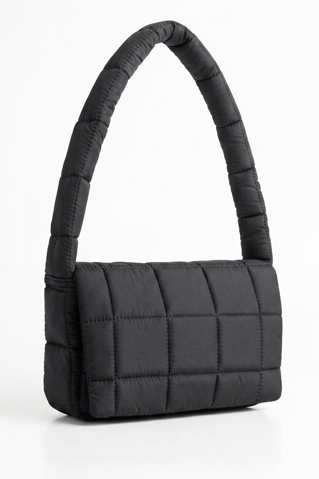 Kadın Siyah Kare Paraşüt Omuz Çanta - 28378-SIYAH - 1