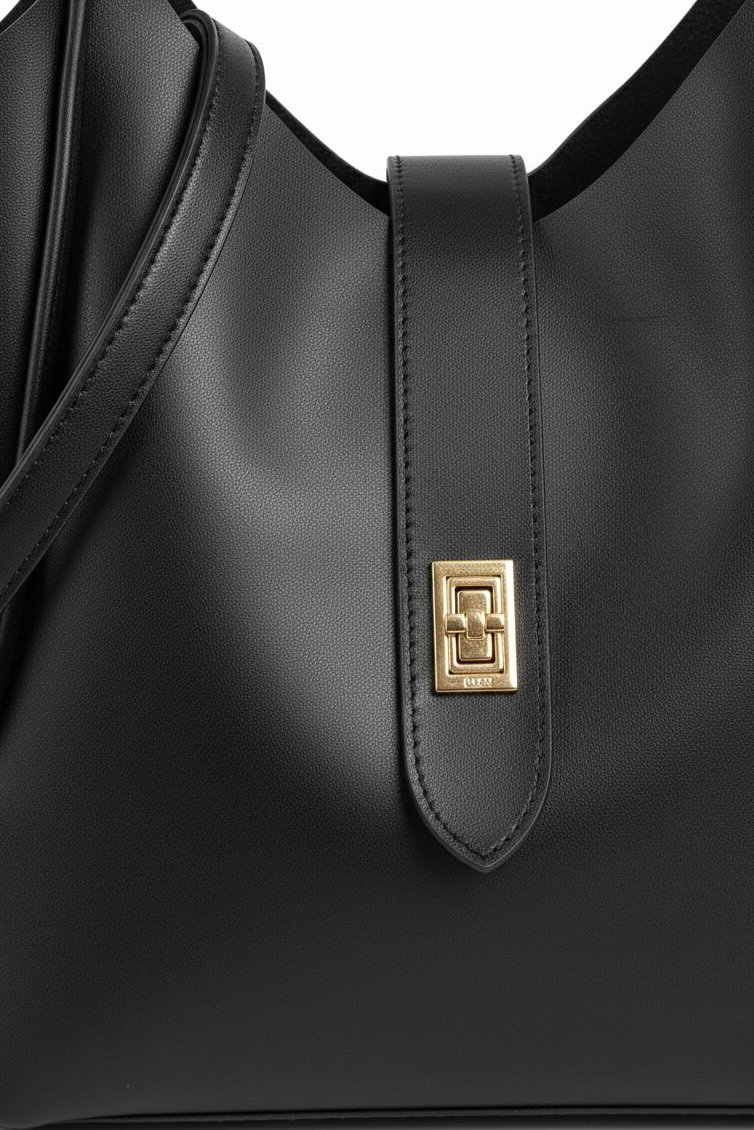 Kadın Siyah Kilit Toka Detaylı Askılı Çanta - 28249-SIYAH - 2