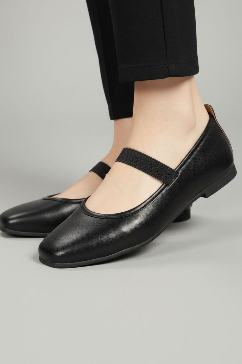 Kadın Siyah Lastikli Düz Babet - 28234-SIYAH - 3