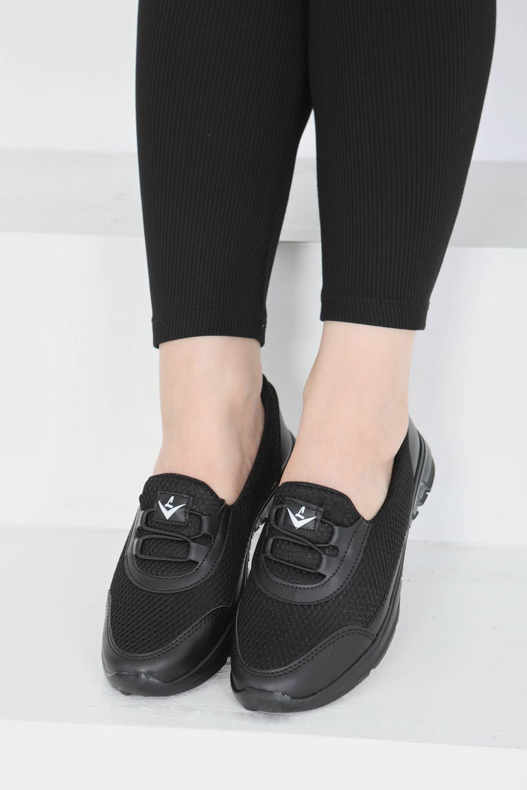 Kadın Siyah Lastikli File Babet - 27355 - TOFİSA