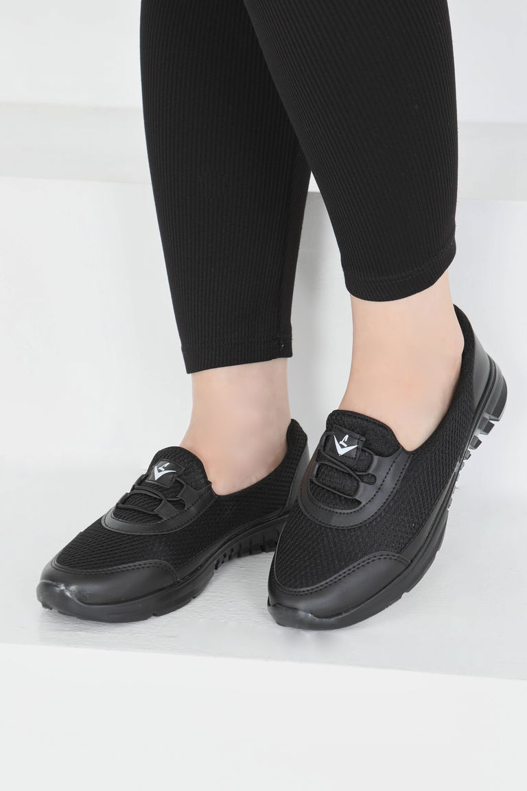 Kadın Siyah Lastikli File Babet - 27355 - TOFİSA