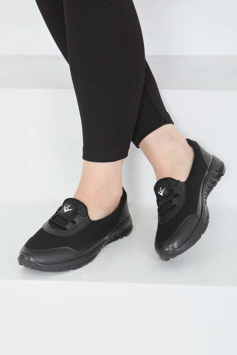 Kadın Siyah Lastikli File Babet - 27355 - TOFİSA